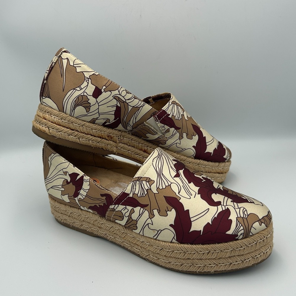 Naturalizer Thea 3 Platform Espadrille Womens 10 Slip On Raffia Floral Canvas